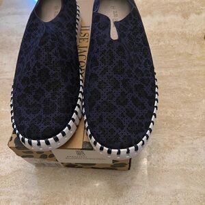 Ilse Jacobsen Perforated Slip-on Tulip Navy Leopard Print - MSRP -$105